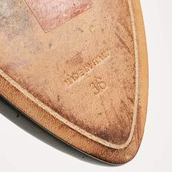 Pre Owned Givenchy Black Leather Shark Lock Wedge Knee High Boots Size 36