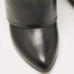 Pre Owned Givenchy Black Leather Shark Lock Wedge Knee High Boots Size 36