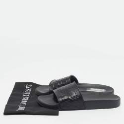 Givenchy Black Rubber Logo Flat Slide Sandals Size 39
