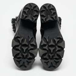 Pre Owned Givenchy Black Leather Ankle Length Boots Size 37