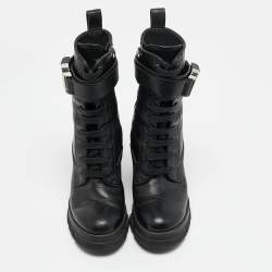 Pre Owned Givenchy Black Leather Ankle Length Boots Size 37