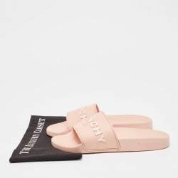 Givenchy Pink Rubber Logo Flat Slides Size 40
