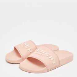 Givenchy Pink Rubber Logo Flat Slides Size 40