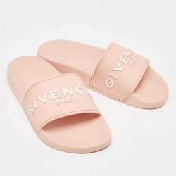 Givenchy Pink Rubber Logo Flat Slides Size 40