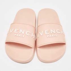 Givenchy Pink Rubber Logo Flat Slides Size 40