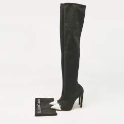 Givenchy Black/White Knit Fabric Over The Knee Boots Size 38