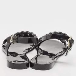 Givenchy Black Jelly Chain Detail Ankle Strap Flat Sandals Size 39