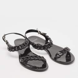 Givenchy Black Jelly Chain Detail Ankle Strap Flat Sandals Size 39