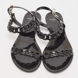 Givenchy Black Jelly Chain Detail Ankle Strap Flat Sandals Size 39