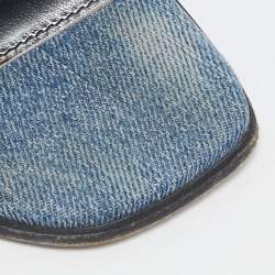 مملوكة مسبقًا Givenchy Blue Denim 4G Flat Slides Size 38