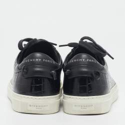 Givenchy Black Croc Embossed Leather Urban Street Sneakers Size 38.5