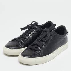 Givenchy Black Croc Embossed Leather Urban Street Sneakers Size 38.5