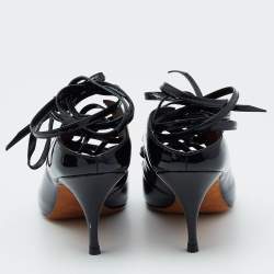 Givenchy Black Patent Leather Lace Up Mules Size 36.5