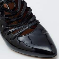 Givenchy Black Patent Leather Lace Up Mules Size 36.5