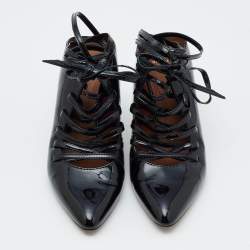 Givenchy Black Patent Leather Lace Up Mules Size 36.5
