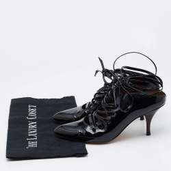 Givenchy Black Patent Leather Lace Up Mules Size 36.5
