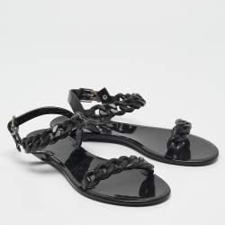 Pre Owned Givenchy Black Jelly Chain Flat Sandals Size 38