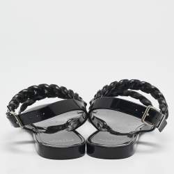 Pre Owned Givenchy Black Jelly Chain Flat Sandals Size 38