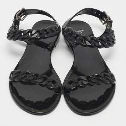 Pre Owned Givenchy Black Jelly Chain Flat Sandals Size 38
