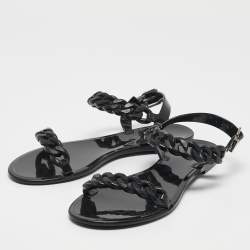 Pre Owned Givenchy Black Jelly Chain Flat Sandals Size 38