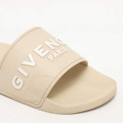 Givenchy Cream Rubber Logo Slide Sandals Size 44