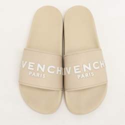 Givenchy Cream Rubber Logo Slide Sandals Size 44