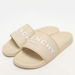 Givenchy Cream Rubber Logo Slide Sandals Size 44