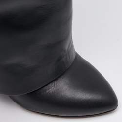 Givenchy Black Leather Shark Lock Fold Over Knee Length Boots Size 36