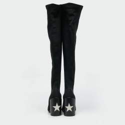 Givenchy Black Stretch Fabric Over The Knee Boots Size 39