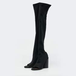 Givenchy Black Stretch Fabric Over The Knee Boots Size 39