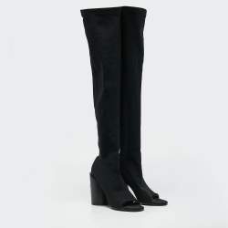 Givenchy Black Stretch Fabric Over The Knee Boots Size 39