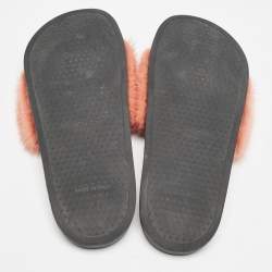Givenchy Orange/Black Mink Fur and Rubber Pool Flat Slides Size 41