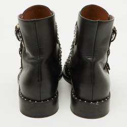 Givenchy Black Leather Studded Buckle Detail Ankle Boots Size 38