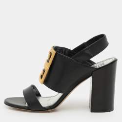 Givenchy Black Leather Buckle Slingback Sandals Size 38