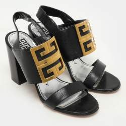 Givenchy Black Leather Buckle Slingback Sandals Size 38