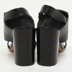 Givenchy Black Leather Buckle Slingback Sandals Size 38