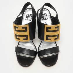 Givenchy Black Leather Buckle Slingback Sandals Size 38