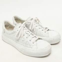 Givenchy White Perforated Signature Leather Low Top Sneakers Size 40
