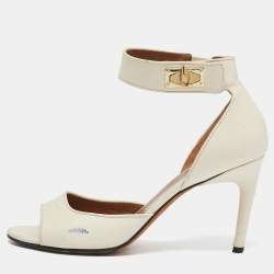 Givenchy White Leather Shark Tooth Ankle Strap Sandals Size 38.5