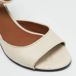 Givenchy White Leather Shark Tooth Ankle Strap Sandals Size 38.5