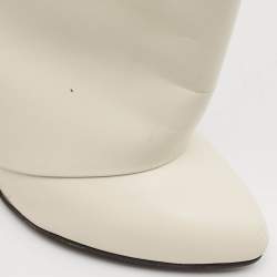 Givenchy White Leather Shark Lock Knee Length Boots Size 39