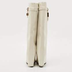 Givenchy White Leather Shark Lock Knee Length Boots Size 39