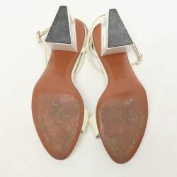Givenchy White Patent Leather Triangle Ankle Strap Sandals Size 37