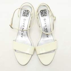 Givenchy White Patent Leather Triangle Ankle Strap Sandals Size 37