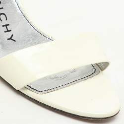 Givenchy White Patent Leather Triangle Ankle Strap Sandals Size 37