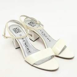 Givenchy White Patent Leather Triangle Ankle Strap Sandals Size 37