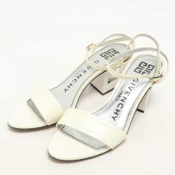Givenchy White Patent Leather Triangle Ankle Strap Sandals Size 37