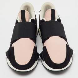 Givenchy Black/Light Pink Neoprene and Leather Runner Elastic Slip On Sneakers Size 39.5