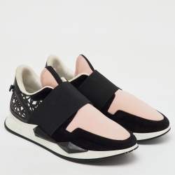 Givenchy Black/Light Pink Neoprene and Leather Runner Elastic Slip On Sneakers Size 39.5