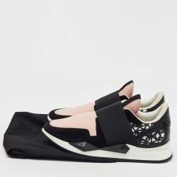 Givenchy Black/Light Pink Neoprene and Leather Runner Elastic Slip On Sneakers Size 39.5